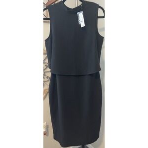 New York Co‎ Women Layered Sheath Dress 10 Black Stretch Sleeveless Career NWT